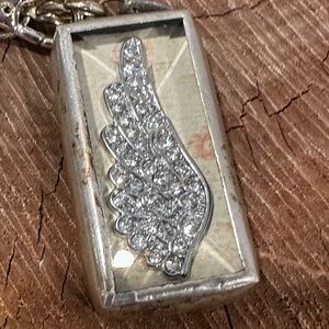 JK Designs Silver Crystal Wing Necklace